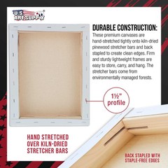 9″ x 12″ Gallery Depth 1-1/2″ Profile Stretched Canvas 4-Pack – Gesso Primed
