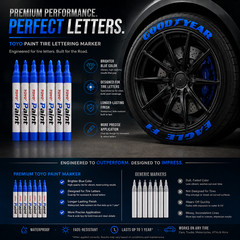 6 Pack Blue Tire Lettering Paint Marker Pens Waterproof Permanent Rubber Car