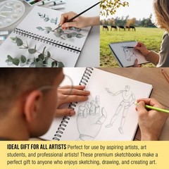 8.5″ x 11″ Hardbound Sketch Book 70 Pound (110gsm), Book of 80-Sheets (2 books)