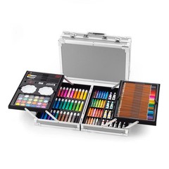 NEW 145pc Artist Aluminum Art Case Coloring Pencils Painting Set Childrens/Adult