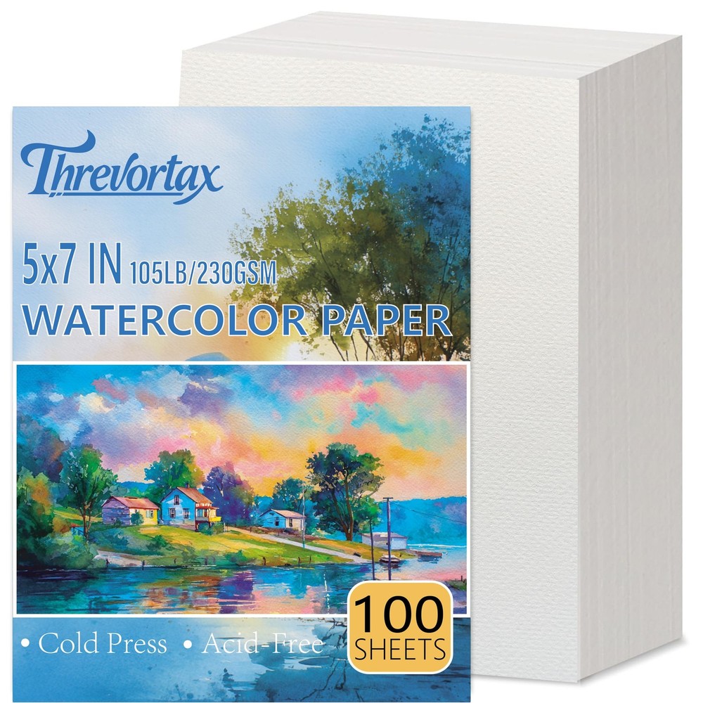 100 PCS 5×7 Inch Watercolor Paper 105LB/230GSM Cold Press Heavyweight