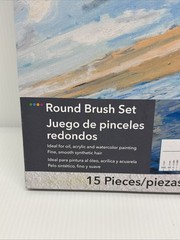 Brand New Celadon Round Brush Set Of 15 – Oil Acrylic Watercolor – Teal Handles