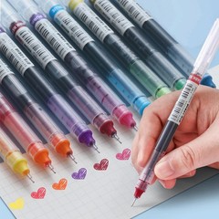 10Pcs Gel Pens 0.5mm Blue Ink Needle Tip Smooth Writing School Office Supplies