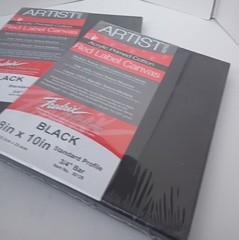 (Lot 2) Fredrix Red Label 9″ x 12″ and 8″ x 10″ black cotton stretched canvas