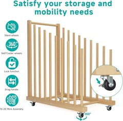 Art Canvas Storage Rack with Handle Caster Wheels Mobile