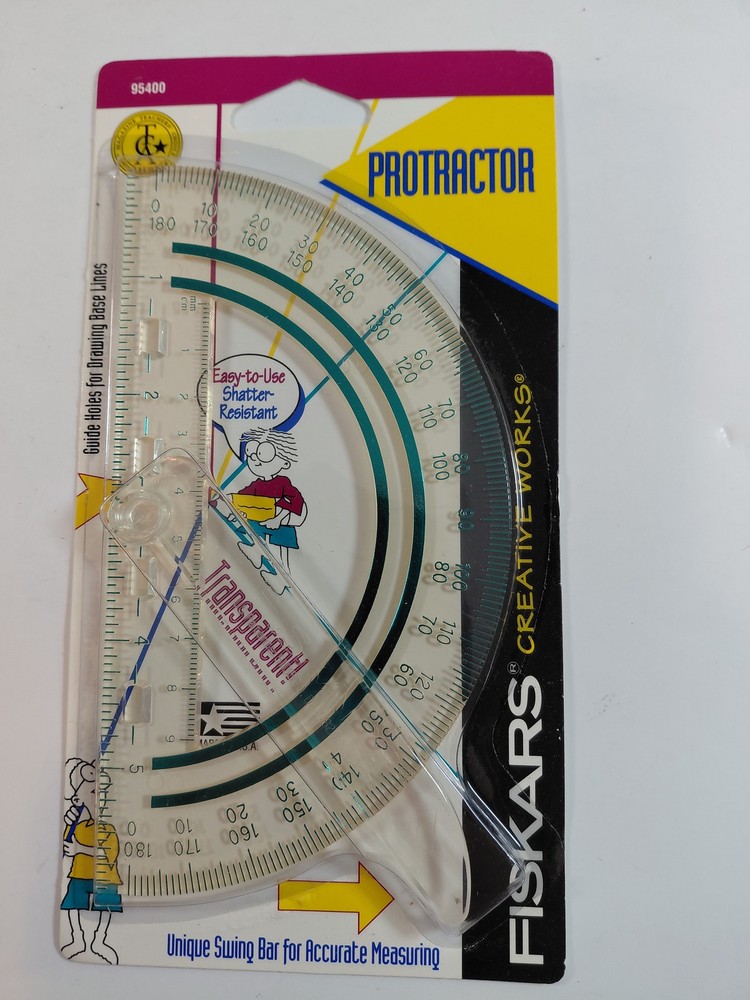 Fiskars Creative Works Protractor with Swing Bar Shatter-Resistant Drawing Tool