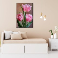 Adult Painting Kit Tulip Flowers Easel Acrylic Art Decor Gift Canvas 8×12 Inch