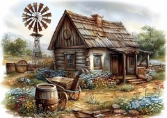 Landscape Diamond Art Kits for Adults, 5D Landscape Wooden Floral wooden house