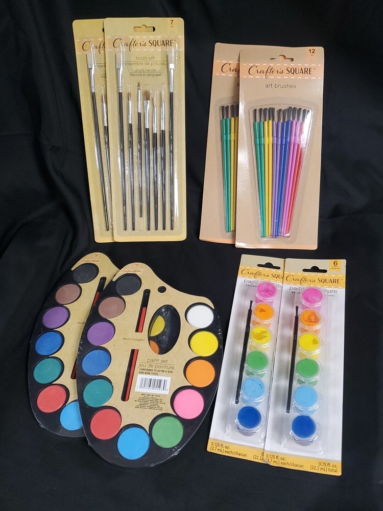 Lot Of 8 Crafter’s Square Paint Set Includes Paint & Brushes ALL NEW SEALED
