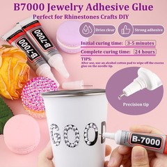 3000Pcs 5mm Resin Rhinestones with 1Pcs 10ml B7000 Jewelry Glue for Crafting,…