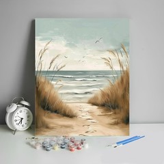 Paint by Numbers Kit for Adults Beginner Beach 16 x 20 inches,