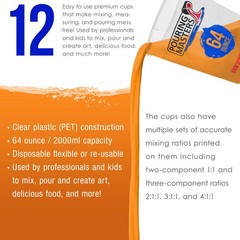 12 Pouring Masters 64 Ounce 2000ml Graduated Plastic Paint Mixing Cups, Measure
