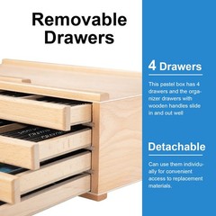 Wooden Pastel Storage Box, Artist Supply Storage Box With 4 Removable Drawer,…