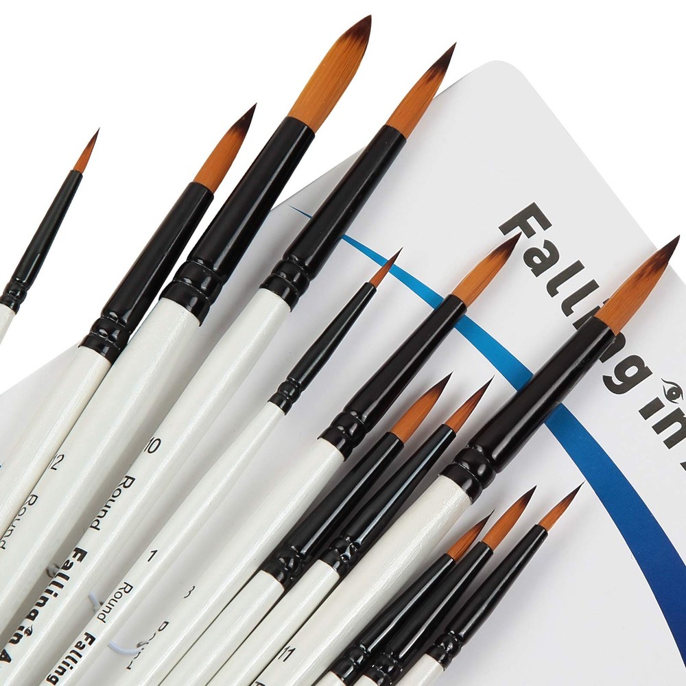 12 PCS Nylon Professional Round Paint Brushes Watercolor Acrylic Nail Art