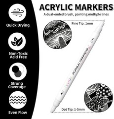 Versatile 6-Pack White Acrylic Paint Markers for Fabric, Wood, Rock & More