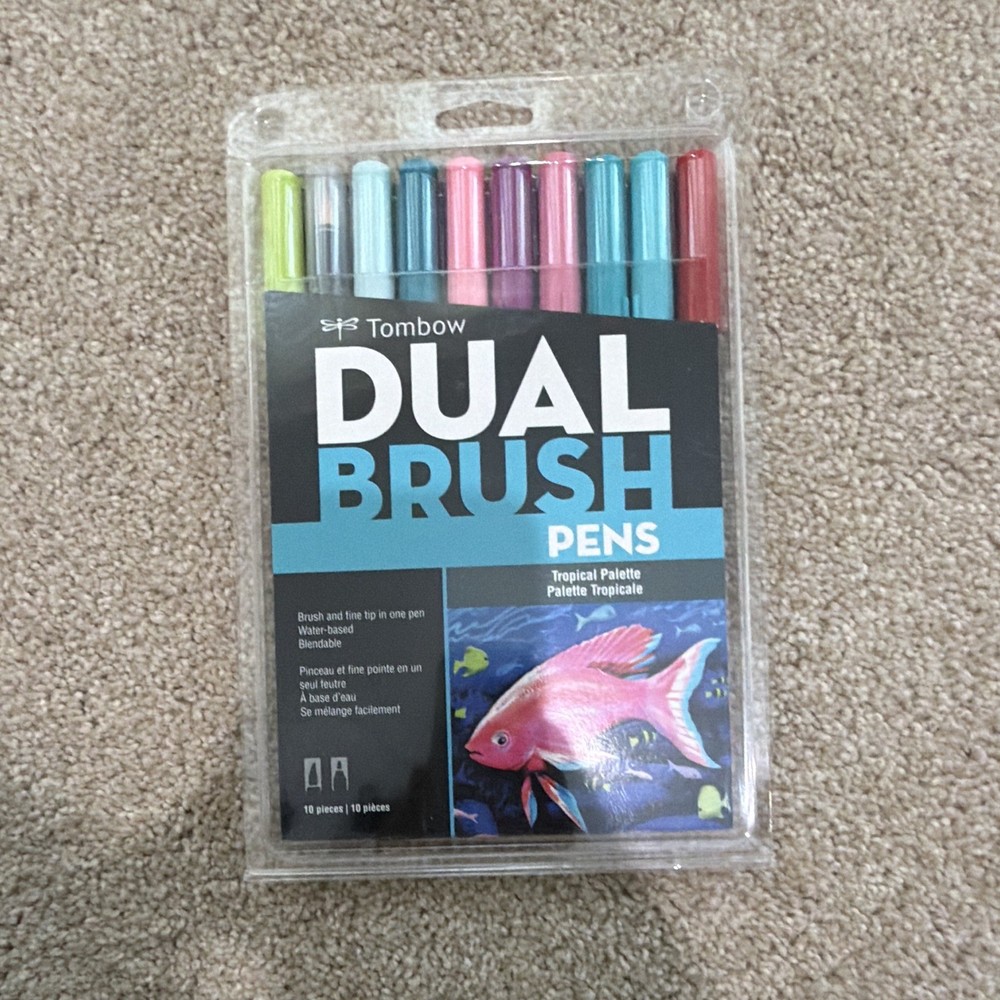 Tombow Dual Brush Pens Tropical Palette 10-Piece Multicolor Brush Marker Set