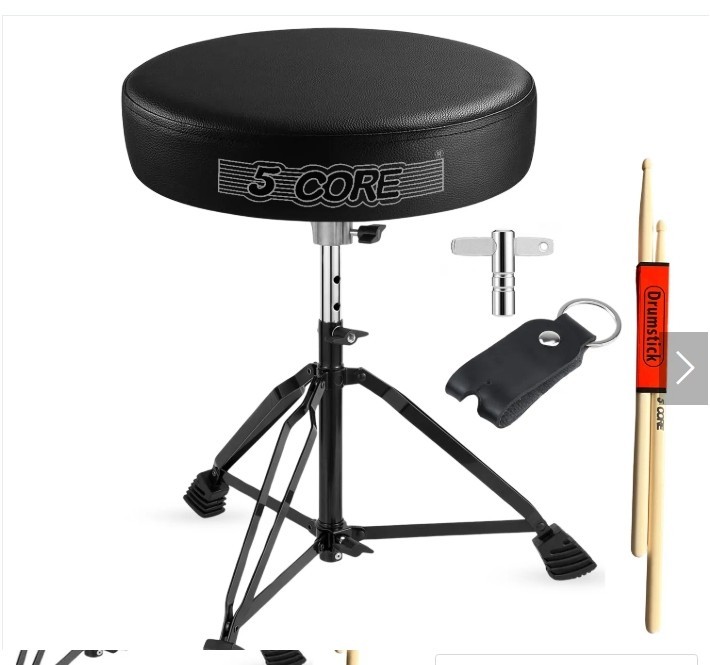 Drum Throne 3 Inch Thick Padded Comfortable Guitar Stool Double Braced Drummer C