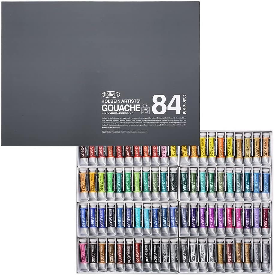 BRAND NEW Holbein Artists’ Gouache – Complete Set of 84 Colors (15ml Tubes)