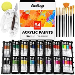 Acrylic Paint Set Kit 64 Colors 10 Brushes Palette Sponge Palette Knife Supplies