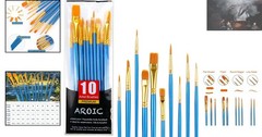 Durable 10-Pack Artist Quality Brushes for Watercolor, Oil & Acrylic Painting