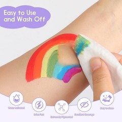 42 Color Face Painting Kit Water Activated Non Toxic with Stencils Brushes Set