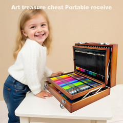 180 Pack Deluxe Wooden Drawing Painting Coloring Kit, Art Set Creative Gift Box