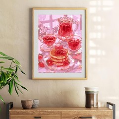 Paint by Numbers for Adults Beginner, Pink Cake Tea Adult Paint by Number Kits o
