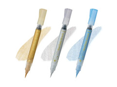 Pentel Starflake Brush Pen Limited Set Gritter Blush & 2 Brush pen set