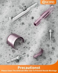 Cordless Airbrush Kit with Air Compressor for Painting Nails Shoes Hair Pink