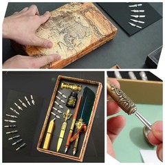 Joyeee Antique Feather Quill Pen Set, with Sealing Wax for Envelopes, Wax Sta…