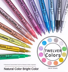 1-3x Metallic Brush Paint Pen thick marker art Craft Metal Gold Silver Permanent