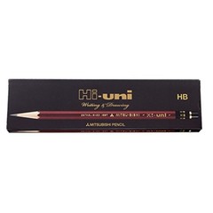 MITSUBISHI Pencil HUHB Hi-Uni Wooden Hexagonal Body Pencil HB 1 Dozen F/S wTrack