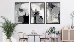 Large Framed Canvas Wall Art – Retro Grey Graffiti Pictures for Living Room R…