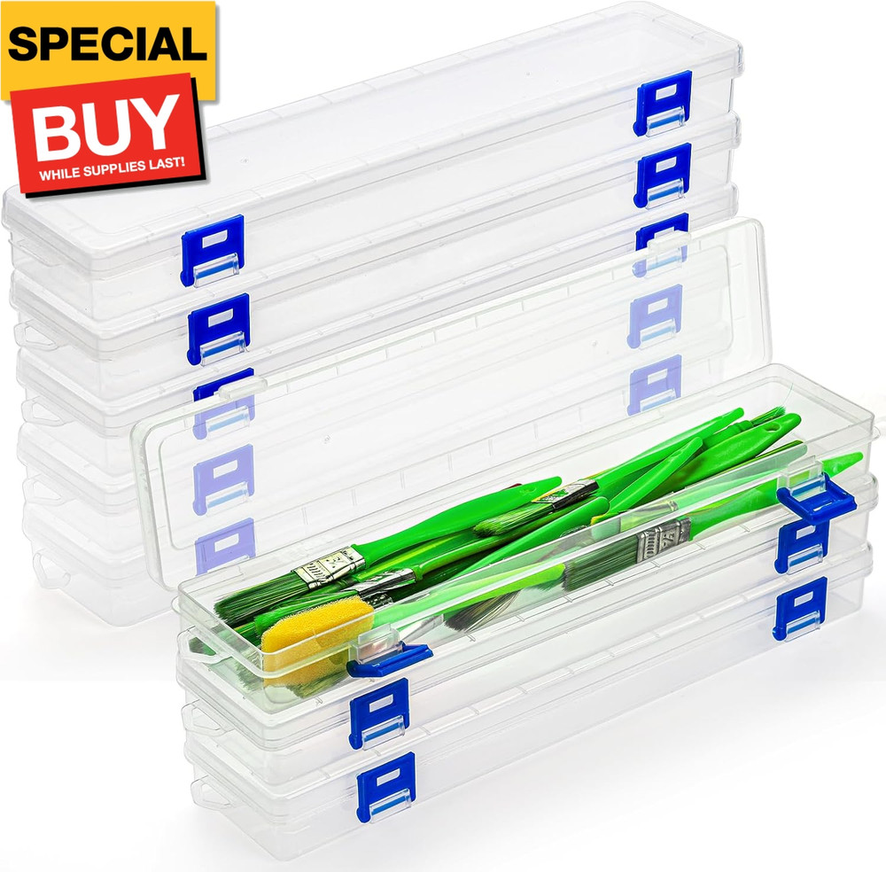 8 Pack Plastic Paint Brush Holder, 13″ Long Translucent Watercolor Pens Pencils