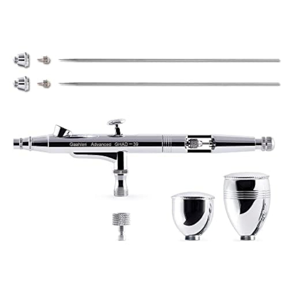 Airbrush Kit Dual-Action 1/2 & 1/4 oz Cup 0.35 & 0.5 mm Needle | Makeup Nai