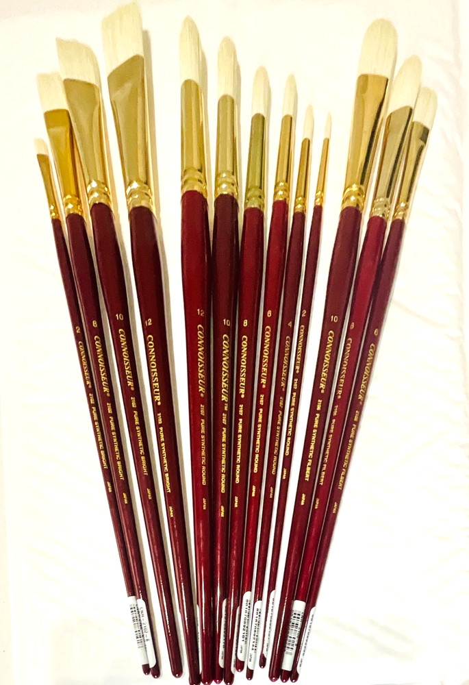 Artist Paint Brushes new set of 6/Rounds, 3 Filberts, & 4 Brights. Pure Syn. 13