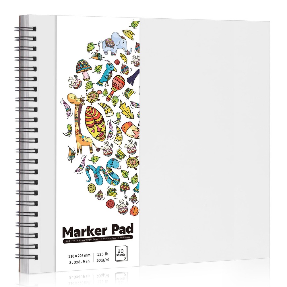135lb/200gsm Marker Paper Pad, 8.3×8.9in Double 8.3×8.9 Inch (1 Pack), White
