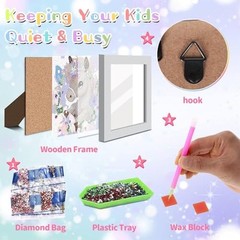 Horse Diamond Art Painting Kits for Kids with Frame,Animal Diamond Art CC298