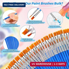 162 Pcs Paint Brushes Bulk, Round Flat Tip Acrylic Paint Brushes Set for Kids Cl