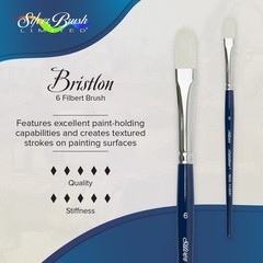 Bristlon Extra Long Filbert Brush Size 6 Long Handle for Acrylic Oil