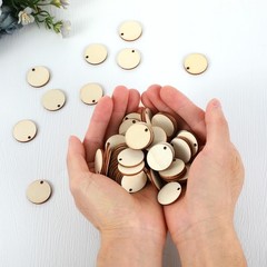100 Pcs Unfinished 1 inch Round Wooden Circles with 1 inch, Natural Wood