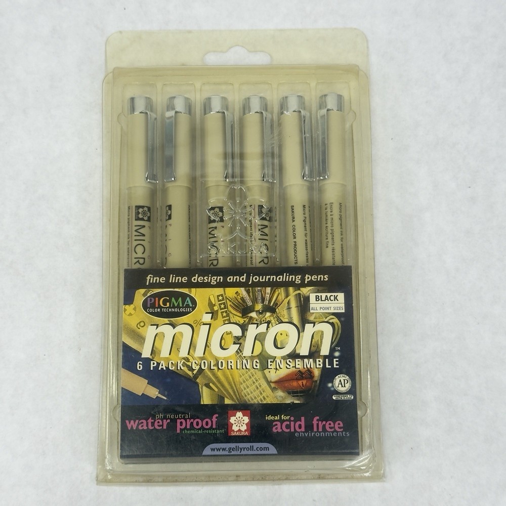Sakura Pigma Micron Black Pens 6 Count Set 30062 NEW