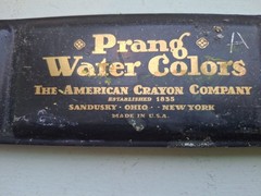 Vtg. Prang Watercolors & Brush Tin Box EARLY 1930’S OLD FAITHFUL Pictuted