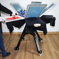 INTBUYING 5 Color 5 Station Screen Printing Machine Can Double Rotating Operate