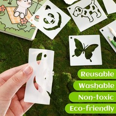 Augshy 56 Pieces Animal Stencils for Painting, 3 Inch 3 x 3 inches, White