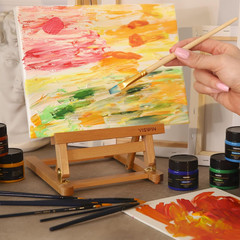 VISWIN 25″ H-Frame Tabletop Easel for Painting, Adjustable Beech Wood Table Top