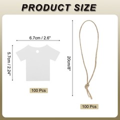 100Pcs Kraft Paper Gift Tags with String,2.8×2.2″ T-shirts Paper Labels White