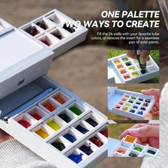 Travel Palette , All-in-Portable Kit with 24 Empty Removable Grids,Handmade C…