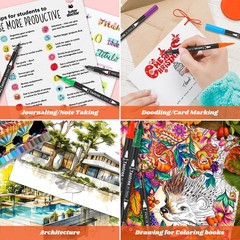 36 Dual Tip Art Markers Taotree Pens for Adult Coloring and Artists NEW