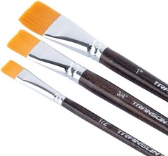 Transon Flat Paint Brush Set 3pcs Acrylic Watercolor Gouache Oil Painting